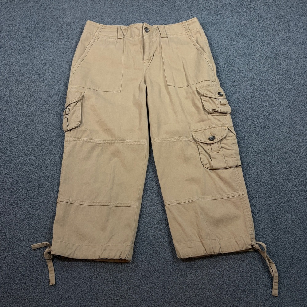 Lauren Ralph Lauren Cargo Pants Womens 4 Tan Khaki Capri Cropped Utility Pockets